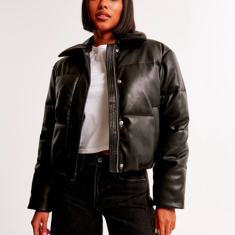 Abercrombie Vegan Leather Puffer Coat